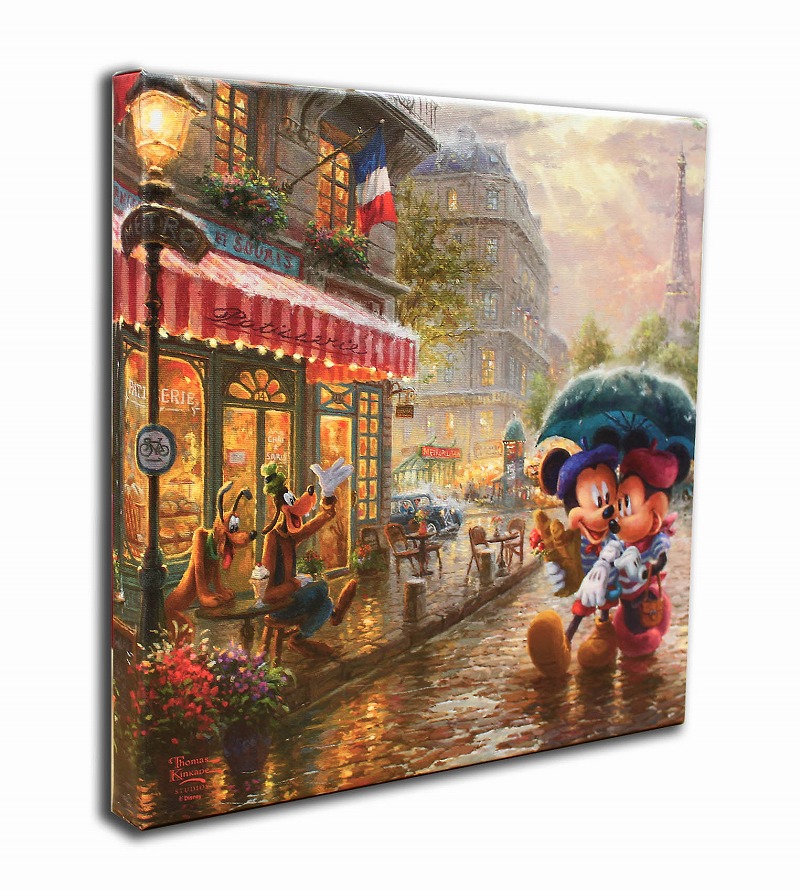 【マラソン限定クーポン】ディズニー 絵画 トーマス キンケード「ミッキー&ミニー/イン パリ」作品証明書 展示用フック付 キャンバスジークレ ギャラリーラップ インテリア アート Disney 絵画インテリア【レビュー特典付き】【輸入品】|アートショップ フォームス
