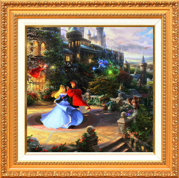 スペシャルオファ ライト 作品証明書 展示用フック付キャンバスジークレ インテリア アート Disney 絵画インテリア エンチャンテッド ザ イン ダンシング ディズニー トーマス キンケード 眠れる森の美女 Di Achisari Ge