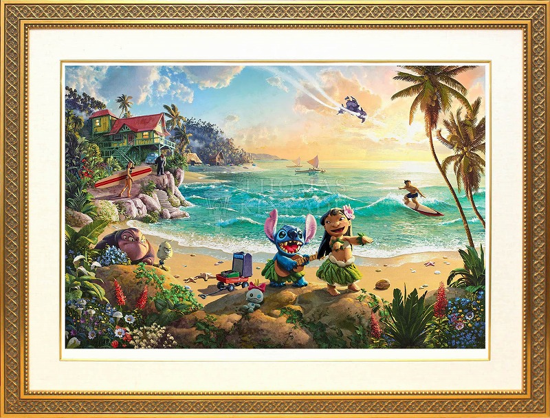 【マラソン限定クーポン】ディズニー 絵画 トーマス キンケード「リロ＆スティッチ」作品証明書 展示用フック付 限定ペーパージークレ インテリア アート Disney 絵画インテリア【レビュー特典付き】【輸入品】 132,000円