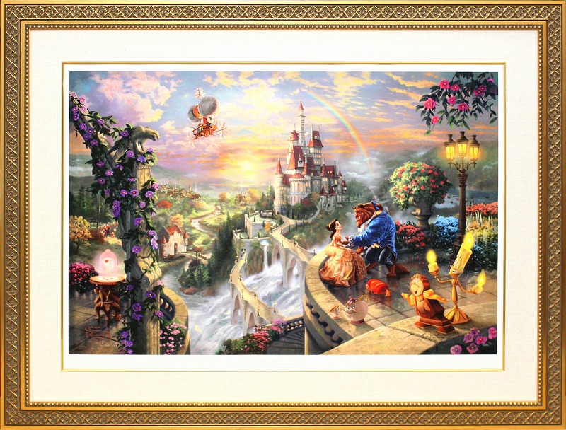 【スーパーSALE10%OFF】【レビュー特典付き】ディズニー/トーマス キンケード「美女と野獣/フォーリン ラブ」作品証明書 展示用フック付 限定ペーパージークレ インテリア アート Disney 絵画インテリア【輸入品】画像