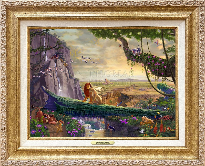 【マラソン限定クーポン】ディズニー 絵画 トーマス キンケード「ライオンキング/リターン トゥ プライドロック」作品証明書 展示用フック付 キャンバスジークレ CC インテリア アート Disney 絵画インテリア【レビュー特典付き】【輸入品】