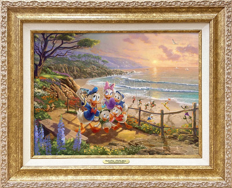 【マラソン限定クーポン】ディズニー 絵画 トーマス キンケード「ドナルド&デイジー/ダック デイ アフタヌーン」作品証明書 展示用フック付 キャンバスジークレ CC インテリア アート Disney 絵画インテリア【レビュー特典付き】【輸入品】