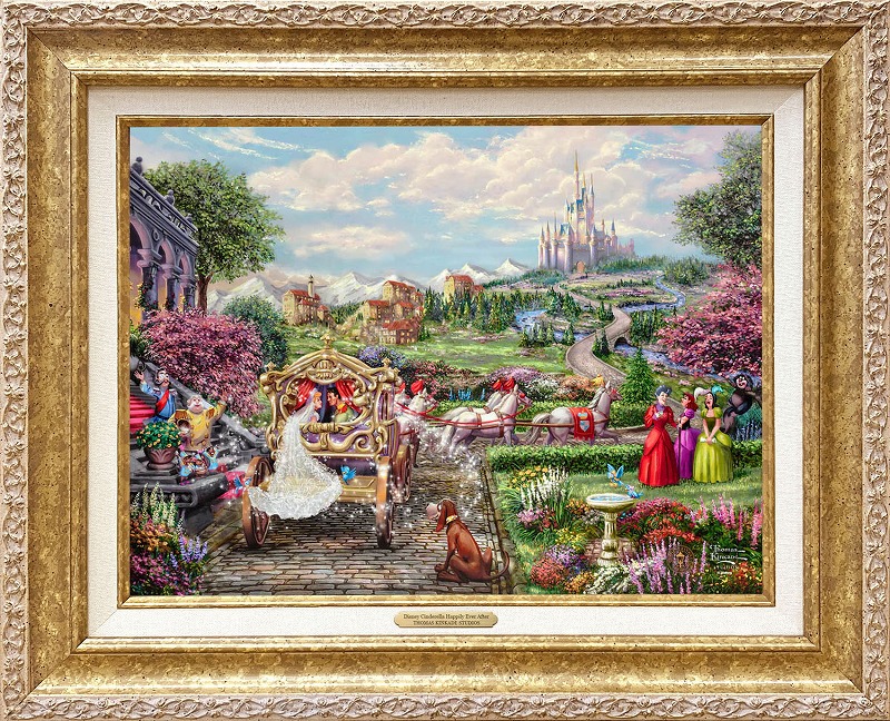 【マラソン限定クーポン】ディズニー 絵画 トーマス キンケード「シンデレラ/ハピリー エバー アフター」作品証明書 展示用フック付 キャンバスジークレ CC インテリア アート Disney 絵画インテリア【レビュー特典付き】【輸入品】