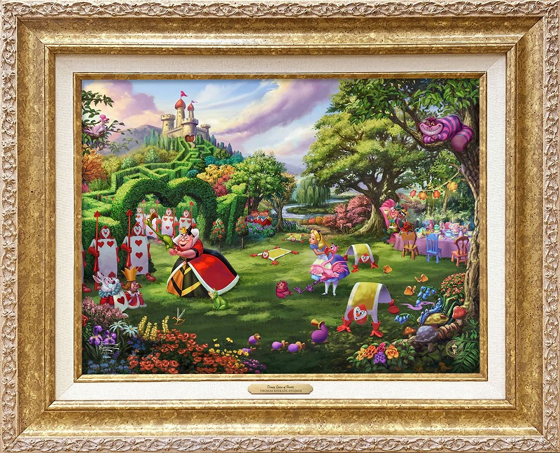 【マラソン限定クーポン】ディズニー 絵画 トーマス キンケード「不思議の国のアリス/ハートの女王」作品証明書 展示用フック付 キャンバスジークレ CC インテリア アート Disney 絵画インテリア【レビュー特典付き】【輸入品】