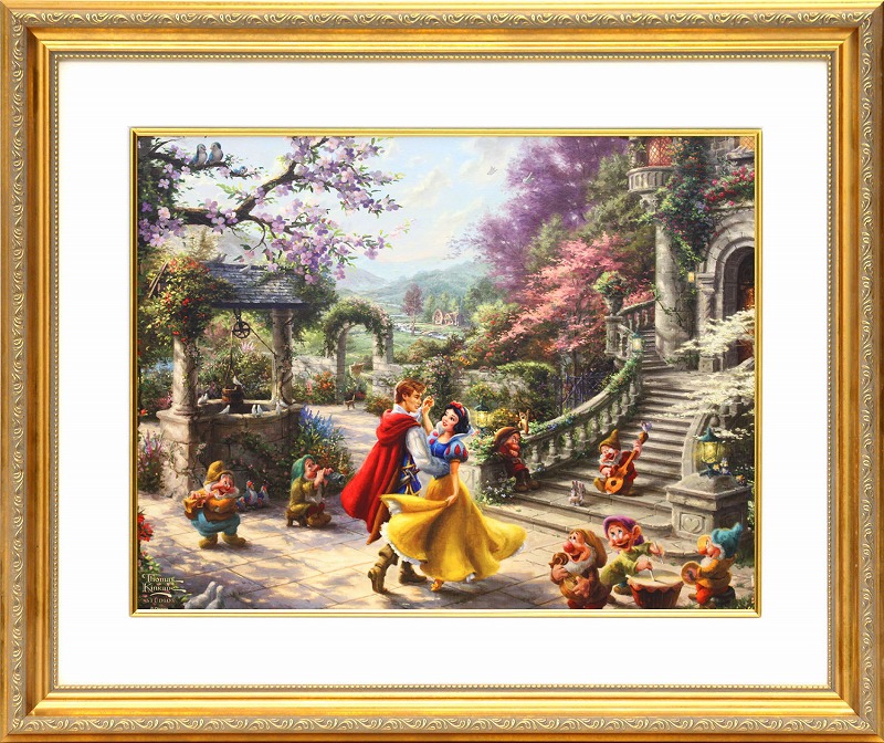 【マラソン限定クーポン】ディズニー 絵画 トーマス キンケード「白雪姫/ダンシング イン ザ サンライト」額縁2種選択可 作品証明書 展示用フック付 アートプリントポスター インテリア アート Disney 絵画 輸入品【レビュー特典付き】 20,306円