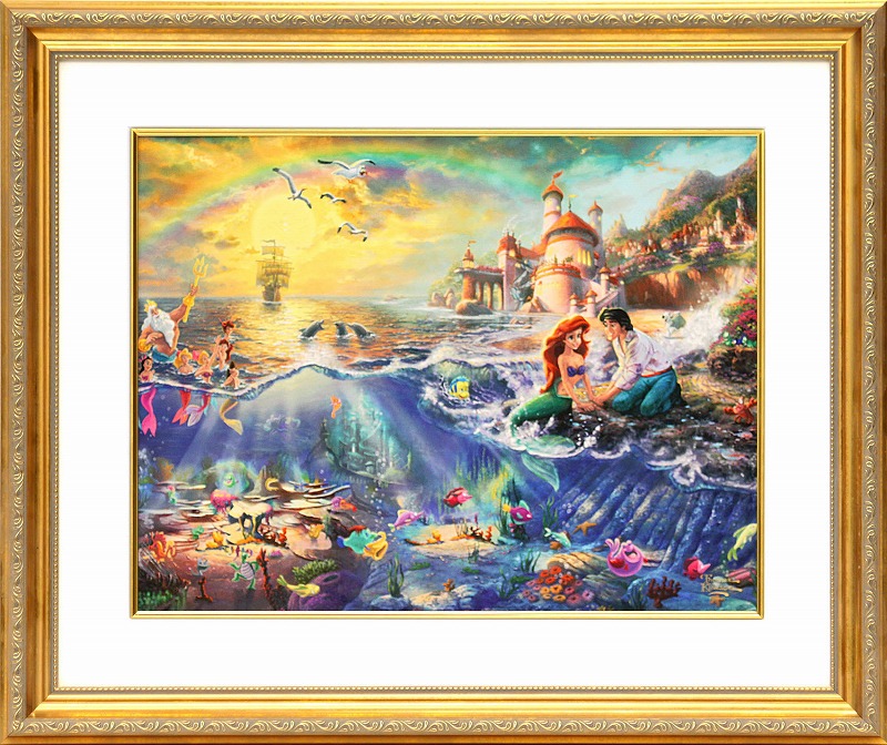【マラソン限定クーポン】ディズニー 絵画 トーマス キンケード「リトル マーメイド」額縁2種選択可 作品証明書 展示用フック付 アートプリントポスター インテリア アート Disney 絵画 輸入品【レビュー特典付き】
