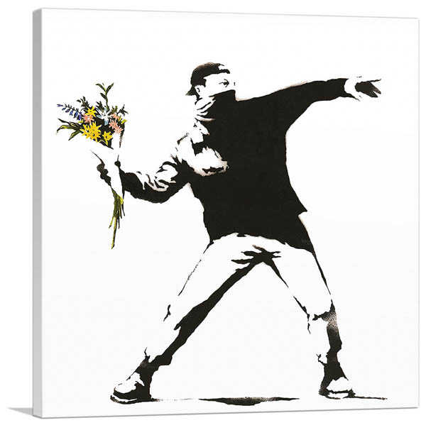楽天市場】バンクシー アートパネル BANKSY Banksy「花束を投げる男 