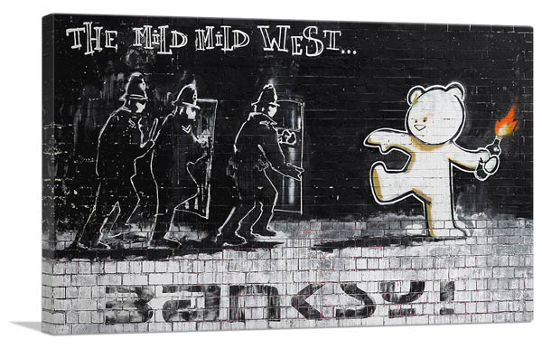 楽天市場 バンクシー マイルド マイルド ウェスト Mild Mild West S キャンバスジークレ インテリア 絵画インテリア Banksy 輸入品 アートショップ フォームス