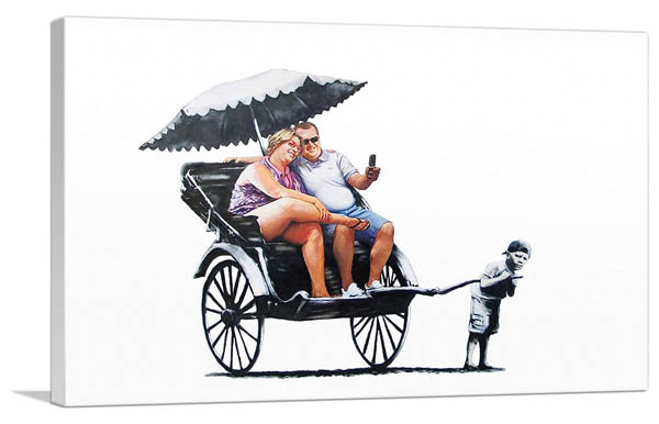 【マラソン限定クーポン】バンクシー アートパネル BANKSY Banksy「人力車/The Rickshaw(S)」キャンバスジークレ 絵画 ポスター 絵 バンクシー作品 【輸入品】｜アートショップ フォームス