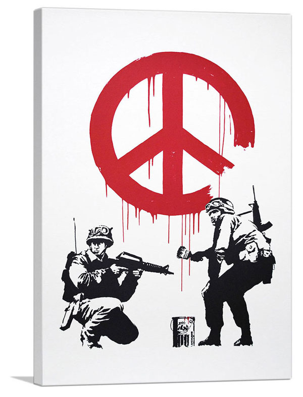 楽天市場 バンクシー ピース サイン ソルジャーズ Peace Sign Soldiers キャンバスジークレ インテリア 絵画インテリア Banksy 輸入品 アートショップ フォームス