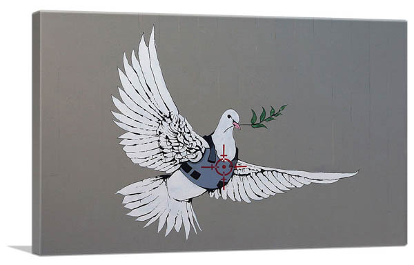 楽天市場 バンクシー 平和の鳩 Dove Of Peace キャンバスジークレ インテリア 絵画インテリア Banksy 輸入品 アートショップ フォームス