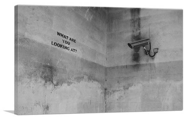 【マラソン限定クーポン】バンクシー アートパネル BANKSY Banksy「ホワット アー ユー ルッキング アット?/What Are You Looking At?」キャンバスジークレ 絵画 ポスター 絵 バンクシー作品 【輸入品】