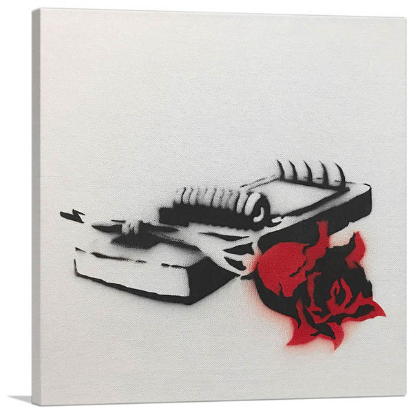 【マラソン限定クーポン】バンクシー アートパネル BANKSY Banksy「ローズ イン マウス トラップ/Rose in Mouse Trap(S)」キャンバスジークレ 絵画 ポスター 絵 バンクシー作品 【輸入品】