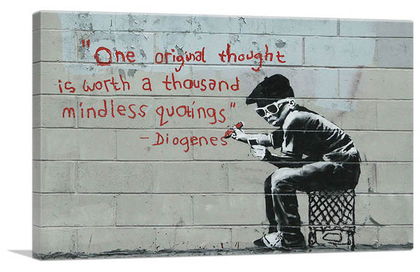 【マラソン限定クーポン】バンクシー アートパネル BANKSY Banksy「一つの独創的な思想は千の愚かな引用に値する/One Original Thought Worth a Thousand Quotings」キャンバスジークレ 絵画 ポスター 絵 バンクシー作品 【輸入品】