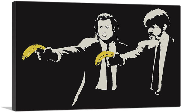 バンクシー アートパネル BANKSY Banksy「パルプ フィクション/Pulp Fiction Bananas(S)」キャンバスジークレ 絵画 ポスター 絵 バンクシー作品 【輸入品】