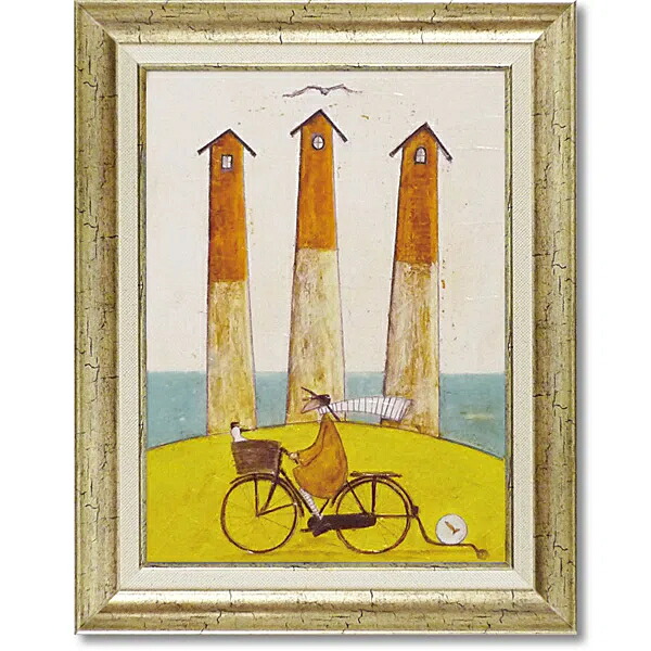 サムトフト 絵画「海辺のサイクリング」Mサイズ ゲル加工アート アートフレーム 絵画インテリア 壁掛け 模様替え 新生活 額縁 額装 額入り アートパネル アートフレーム サム トフト【レビュー特典付き】