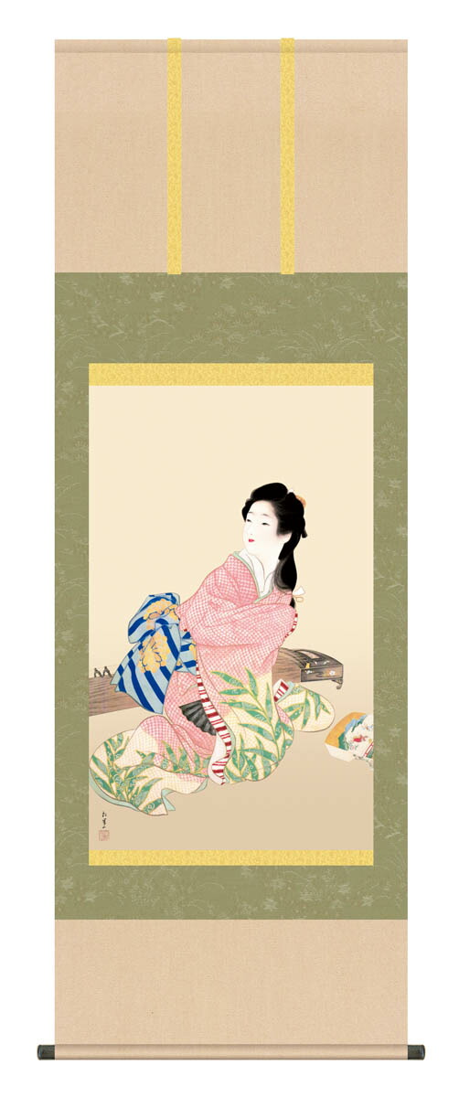 【1/29まで】美品 2734 上村松園 「螢」 工芸印刷 紙本 日本画 掛軸 1/29まで】美品 2734 上村松園 「螢」 工芸印刷 紙本 日本画