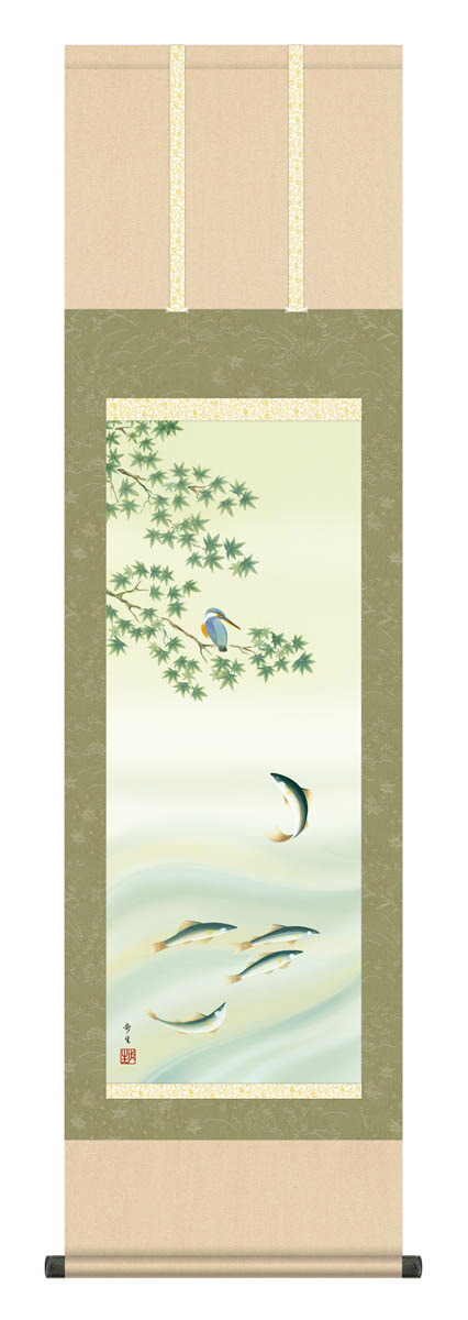 楽天市場】掛け軸 花鳥画 春掛け 北山歩生「朧月紅白梅」掛軸 高