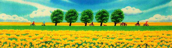 栗乃木ハルミ 絵画「菜の花畑4(自転車レース)」ジークレ インテリア アート くりのき はるみ くりのきはるみ絵画インテリア【レビュー特典付き】 8,140円