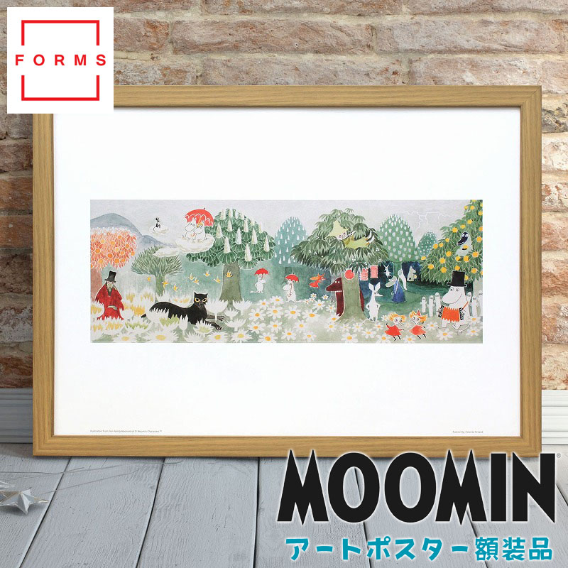 ムーミン ポスター フレーム「飛行おにの帽子」展示用フック付 額入り 北欧 絵 絵画 アート アートパネル アートボード Putinki【レビュー特典付き】【輸入品】