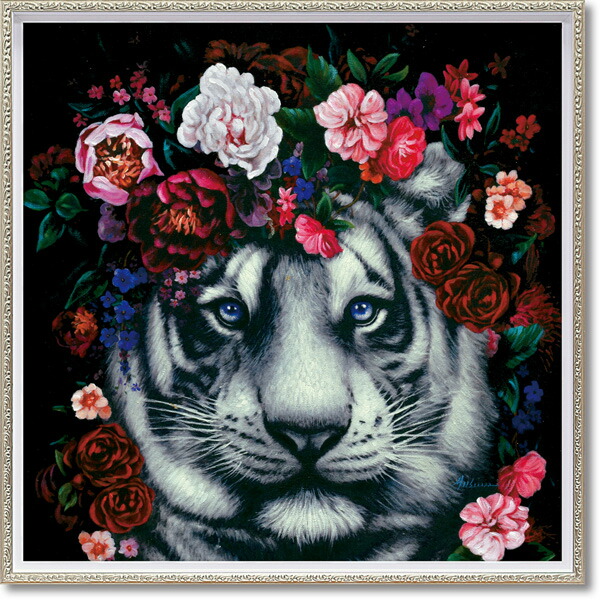 『お祭りうー特価』　Aykid Tiger アイキッド　タイガー　絵画　油絵 ホワイトタイガーの油絵 絵画 mimoza 通販 5207436｜Creema