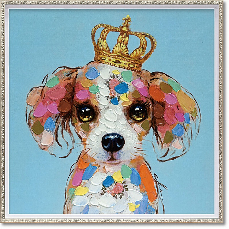 絵画 オイルペイントアート「キング カラフル」インテリアアート ハンドペイント キャンバス 油絵【レビュー特典付き】