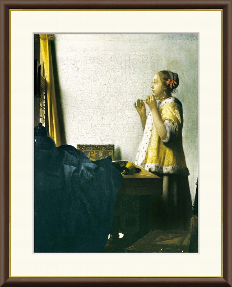 【マラソン限定クーポン】フェルメール 絵画「真珠のネックレスを持つ少女」額入り 名画 版画 高精細ジークレ インテリア アート 絵画インテリア 額縁 フレーム 模様替え 飾る お祝い 開店祝い 新築祝い ギフト プレゼント サイズ3種展開【レビュー特典付き】|アートショップ フォームス