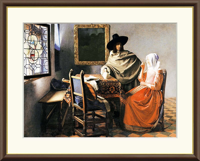 【マラソン限定クーポン】フェルメール 絵画「ワイングラス」額入り 名画 版画 高精細ジークレ インテリア アート 絵画インテリア 額縁 フレーム 模様替え 飾る お祝い 開店祝い 新築祝い ギフト プレゼント サイズ3種展開【レビュー特典付き】|アートショップ フォームス