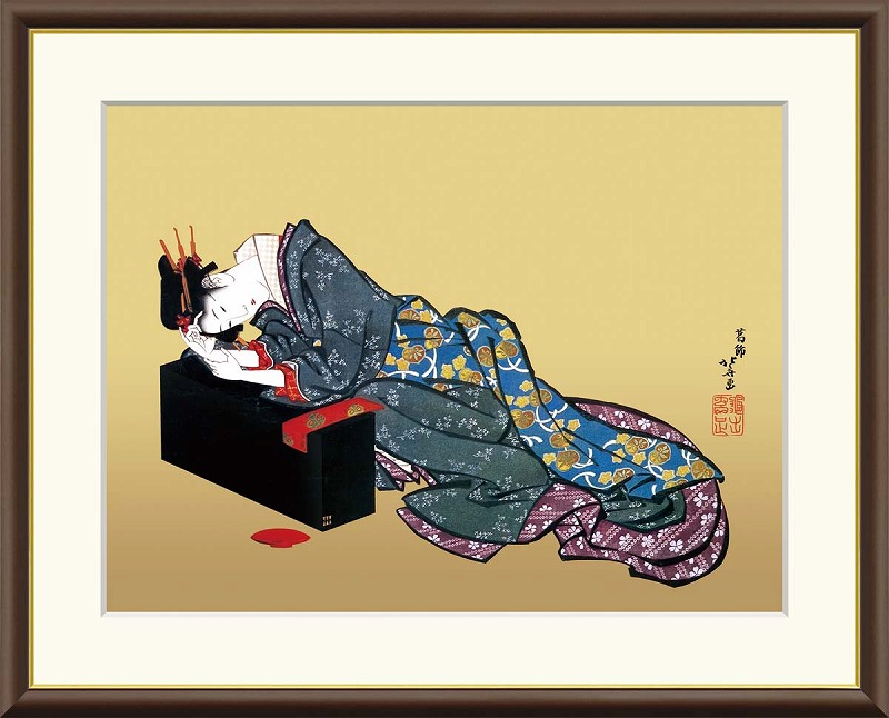 葛飾北斎 絵画「酔余美人図」他イメージ10種 サイズ3種展開 高精細ジークレ額装品 インテリア アート 絵画インテリア 模様替え 飾る【レビュー特典付き】