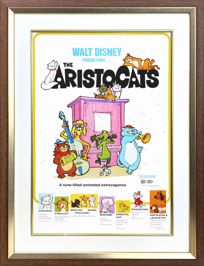 ディズニー「ウォルト ディズニー/おしゃれキャット」展示用フック付ポスター テーマパークポスター ディズニーグッズ ディズニー絵画 プレゼント ギフト画像