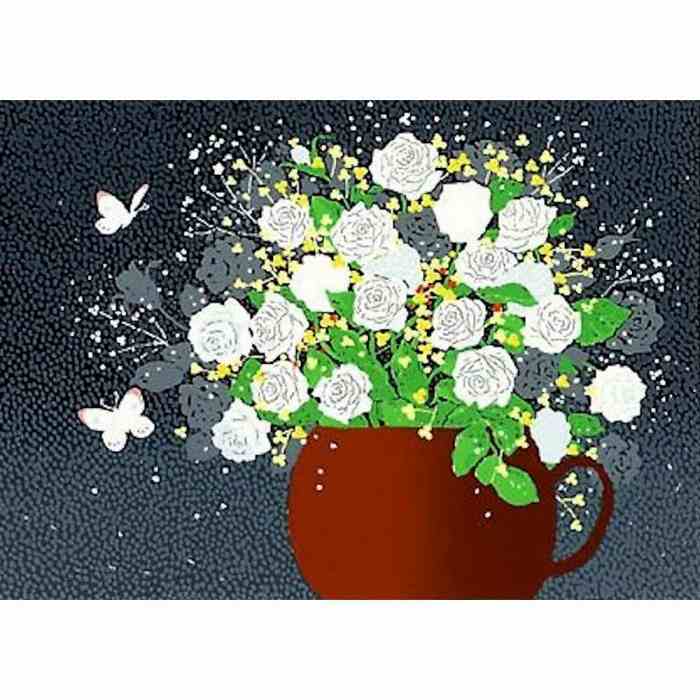 市場 吉岡浩太郎 静物画 ブラウン 太子 版画 ジクレー ナチュラル バラ 花瓶 額縁の色が選べる