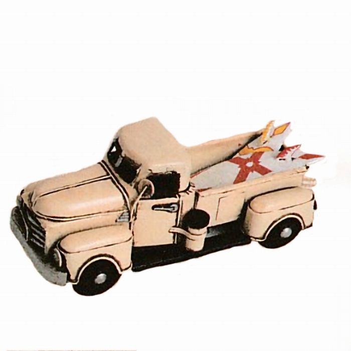 ブリキのおもちゃ ピックアップトラック 鉄製 置物 おもちゃ インテリア 優れた品質 オブジェ サーフボード 【年中無休】 自動車