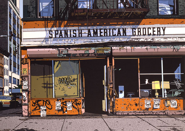 「SPANISH AMERICAN GROCERY」 ■鈴木英人 版画（額装版画）■ニューヨーク■リトグラフ1987年｜アートウィズ・ギャラリー