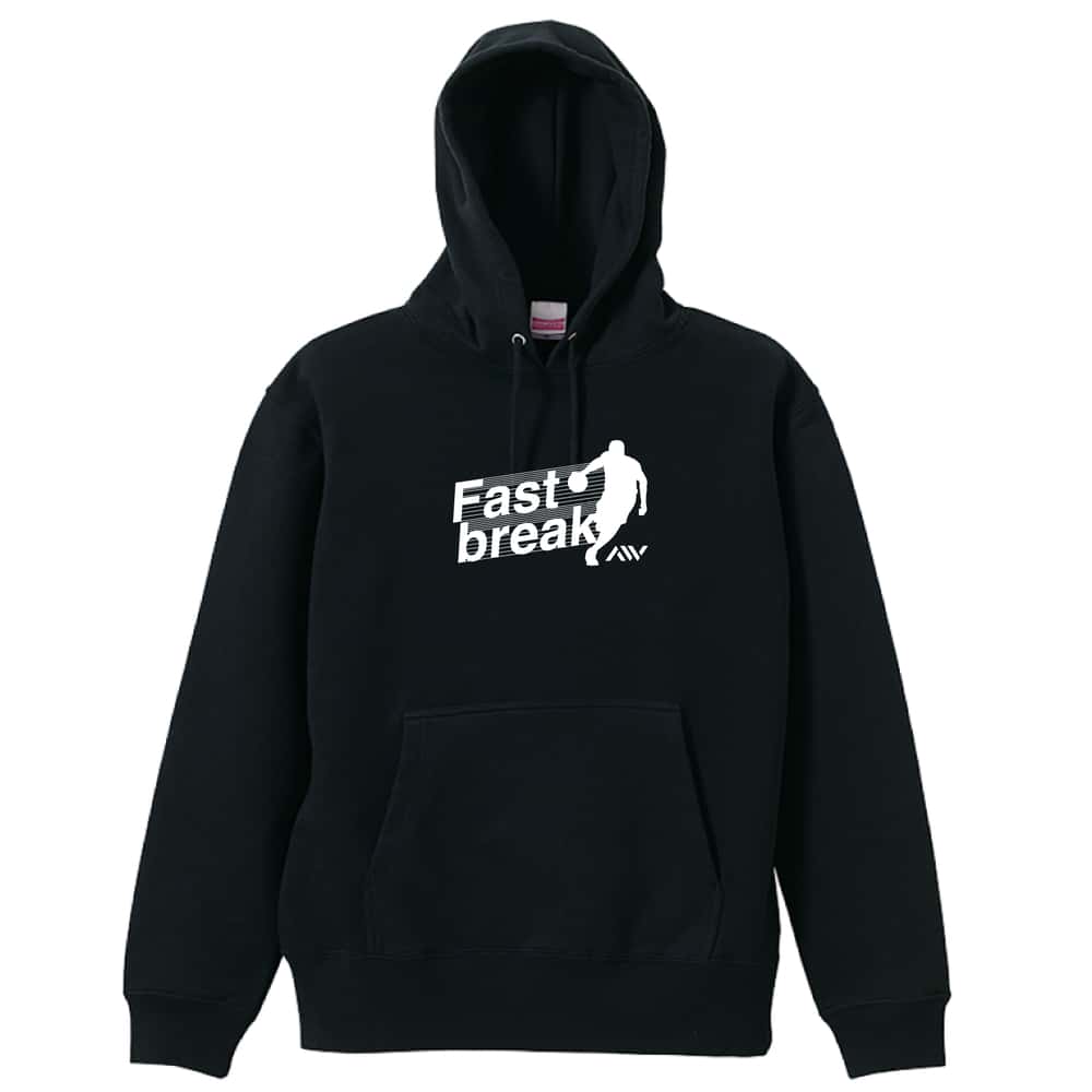 ＼10%OFFクーポン／ バスケ パーカー プルオーバー メンズ レディース ジュニア 練習着 裏パイル おもしろ 名入れ スウェット おしゃれ キッズ 大きいサイズ 文字入れ無料 「速攻 Fast break」 アートワークスコウベ 【送料無料】
