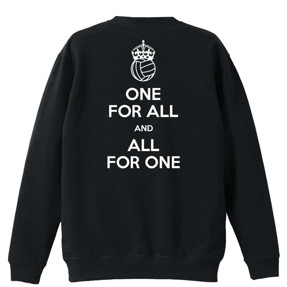 ＼10%OFFクーポン／ バレーボール トレーナー スウェット メンズ レディース ジュニア 裏パイル 練習着 おもしろ 名入れ おしゃれ 文字入れ無料 綿100% キッズ 大きいサイズ 「ONE FOR ALL AND ALL FOR ONE バレーボール」 アートワークスコウベ 【送料無料】