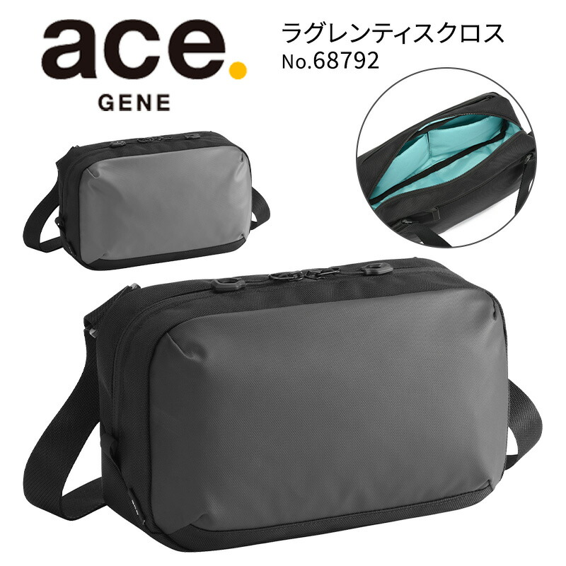P10倍 ace. エース GENE ラグレンティスクロス 68792 ショルダーバッグ ポーチ ボディーバッグ 5L 通勤 アウトドア 旅行 出張 社会人 メンズ オンオフ兼用 ブラック バッグ グレー エースジーンレーベル 正規販売