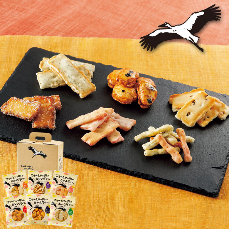 楽天市場】こうのとりの郷詰合せ 28g x 6袋入 おかき あられ せんべい
