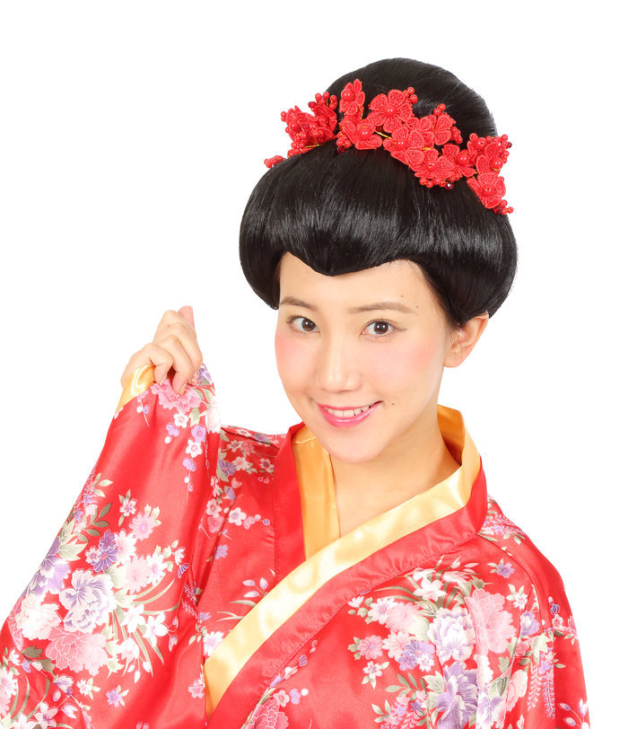 日本髪　かつら　かわむら　【着画あり】 花嫁かつら・日本髪かつら（文金高島田）明るい栗色；新古品
