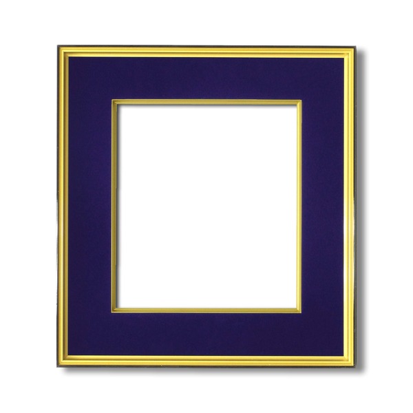 〔 色紙額 〕 黒い縁に金色フレーム 色紙用 壁掛けひも 黒金 マット付き 273×242mm 紺 フレーム 額縁 額 5,064円