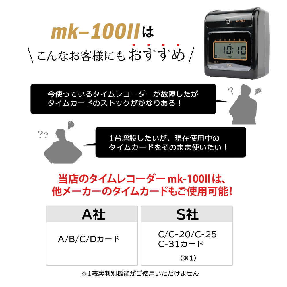 mita 電子タイムレコーダー MK-100II タイムカード50枚付き