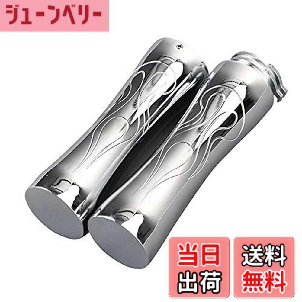 【送料無料】Bruce & Shark(ブルース・サメ) 25mm 1インチ ハンドルバー グリップ Kawasaki川崎 Vulcan 用 Shadow VTX Suzuki鈴木 Volusia 用 バイク・オートバイ用 アルミ製 クローム