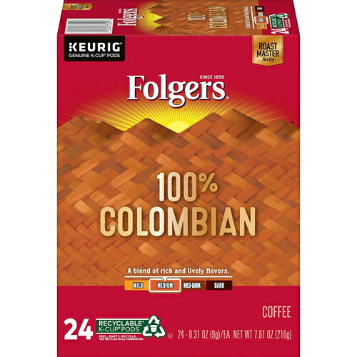 【送料無料】キューリグ K-CUP(Kカップ) フォルジャーズ コロンビア ミディアムロースト コーヒー 24個入 Folgers アメリカ