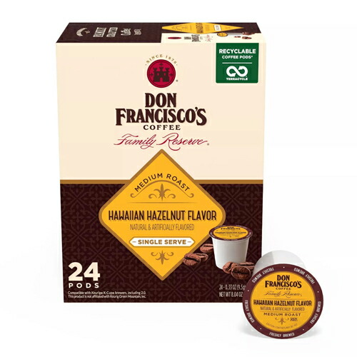 【送料無料】キューリグ K-CUP(Kカップ) ドンフランシスコ ハワイアン ヘーゼルナッツ ミディアムロースト コーヒー 24個入 Don Francisco アメリカ