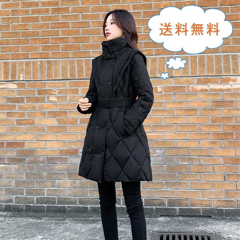 楽天市場】ダウンコート ロングコート ダウン 腰ベルト ダウン