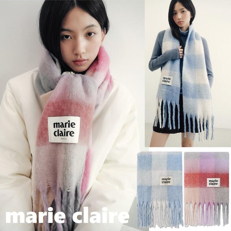 marie claire(マリ・クレール) ミニ コットンキャンディ チェック マフラー 2色 マフラー チェック柄 コットンキャンディカラー 冬用 防寒 おしゃれ レディース メンズ 人気 プレゼント 韓国ブランド 新作 トレンド