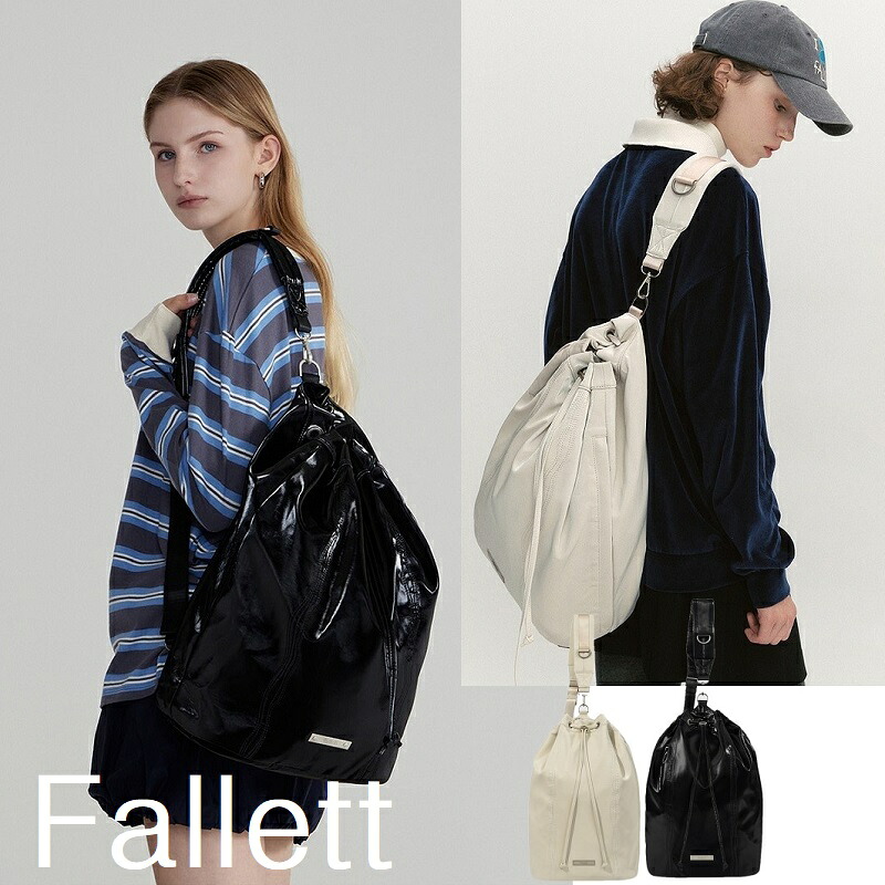[Fallett] Glossy Leather Slingback 2Color スリングバッグ グロッシーレザー 韓国ブランド シンプル おしゃれ レディース メンズ 新作 人気 トレンド プレゼント 2色｜あさひみ