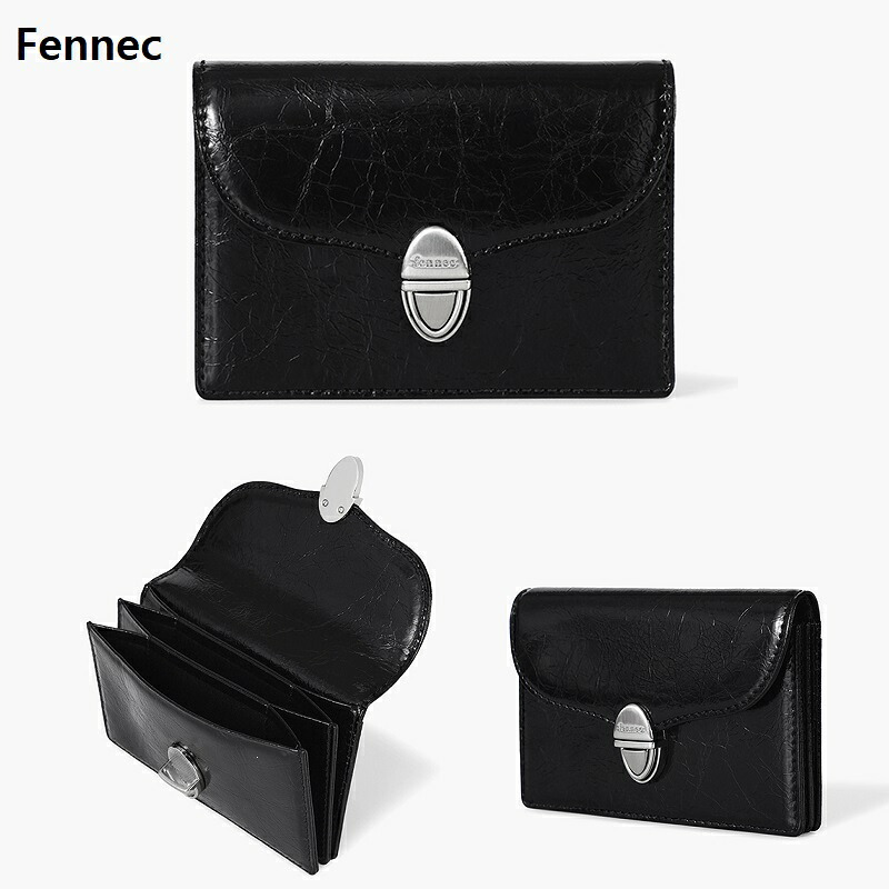 Fennec（フェネック）2025年新作 OVAL ACCORDION POCKET - ブラック（アコーディオンカードスロット3、外部カードスロット1）韓国人気ファッション トレンド おしゃれ ユニセックス 高品質 軽量 韓国ブランドアイテム