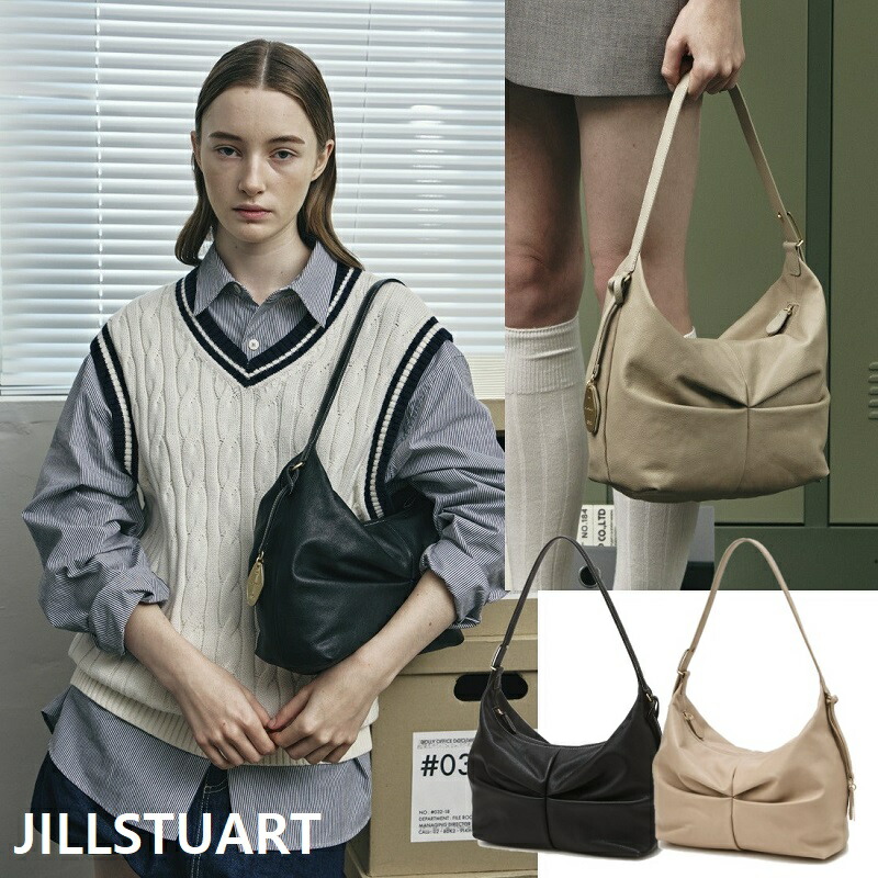 JILLSTUART (ジルスチュアート) 韓国人気 [ボウバッグ] ソフトゴートレザー シャーリングショルダーバッグ M 2色展開 トレンド おしゃれ ユニセックス 高品質 軽量 実用的 ギフトにも最適