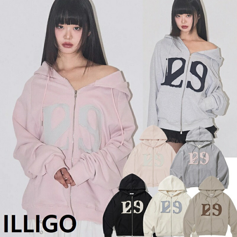 ILLIGO (イリゴ) 129 Logo Patch Hooded Zip-Up 6 COLOR 人気新学期ファッション 129 ロゴパッチ フードジップアップ 6色展開 トレンド おしゃれ ユニセックス 高品質 着心地抜群 カジュアルスタイルに最適