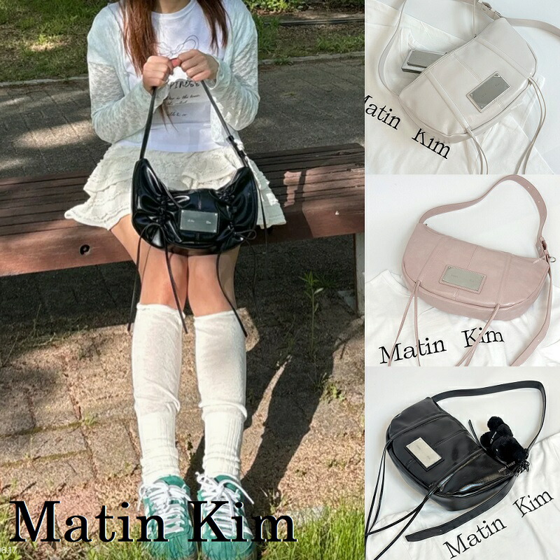 【Matin Kim】関税込★ハーフシャーリングリボンラウンドバッグ Matin Kim】関税込☆ハーフシャーリングリボンラウンドバッグ